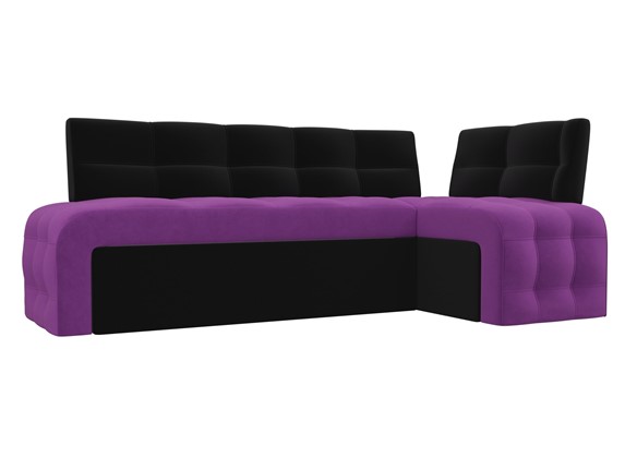 Кухонный диван Люксор угловой, Фиолетовый/Черный (микровельвет) в Петрозаводске - изображение