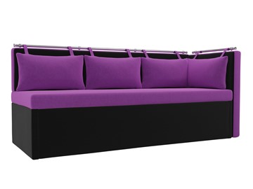 Раскладной кухонный диван Метро угловой, Фиолетовый/Черный (микровельвет) в Петрозаводске - предосмотр