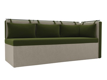 Раскладной кухонный диван Метро угловой, Зеленый/Бежевый (микровельвет) в Петрозаводске