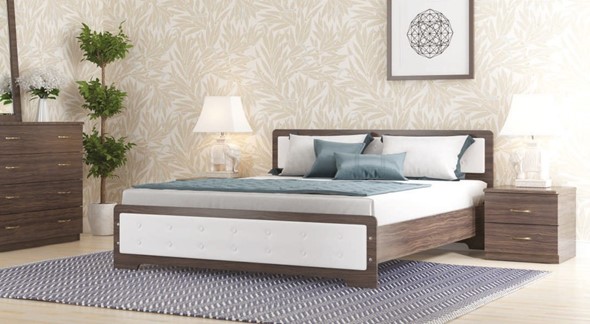 Кровать 1.5-спальная Золушка, 140х200 с основанием, кожзам, венге в Петрозаводске - изображение