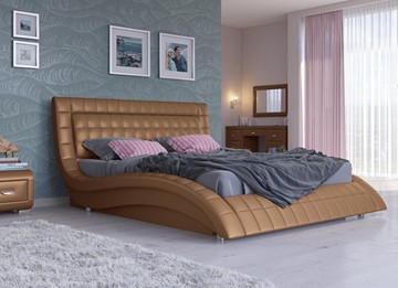 Двуспальная кровать с механизмом Атлантико 180x200, Экокожа (Бронзовый перламутр) в Петрозаводске