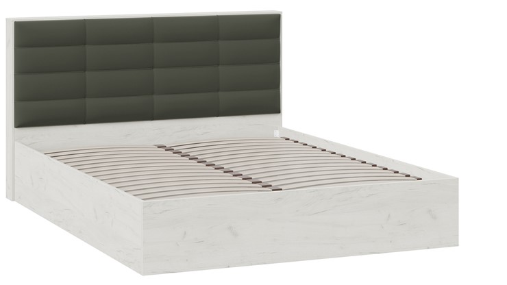 Кровать двуспальная Агата тип 1 (Дуб крафт белый, Велюр Серый) в Петрозаводске - изображение 1