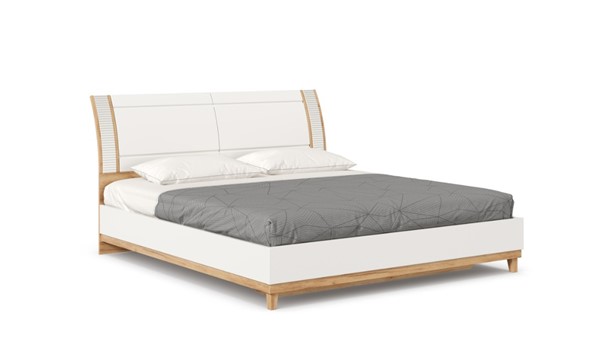 Кровать в спальню Бари 1800 с кроватным основанием Дуб Золотой/Белый ЛД 698.220 в Петрозаводске - изображение