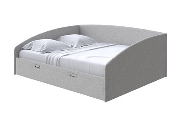 Двуспальная кровать Bono 160х200, Искусственная шерсть (Лама Светло-серый) в Петрозаводске