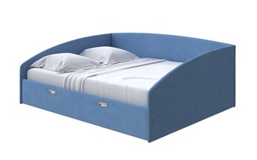 Спальная кровать Bono 160х200, Рогожка (Тетра Голубой) в Петрозаводске