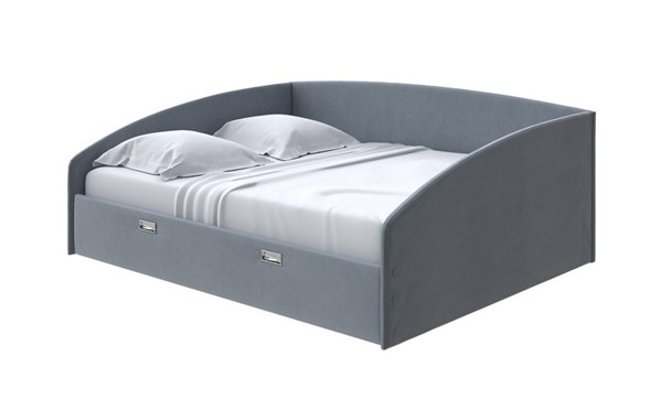 Спальная кровать Bono 160х200, Велюр (Forest 17 Серый) в Петрозаводске - изображение