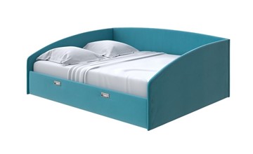 Двуспальная кровать Bono 160х200, Велюр (Forest 562 Голубой) в Петрозаводске