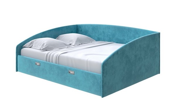 Кровать спальная Bono 160х200, Велюр (Лофти Лазурь) в Петрозаводске - изображение