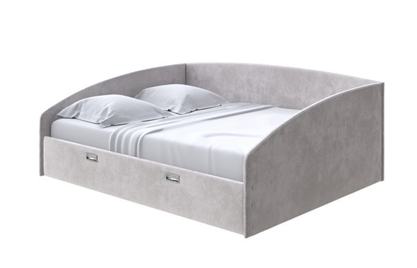 Двуспальная кровать Bono 160х200, Велюр (Лофти Серый) в Петрозаводске - изображение