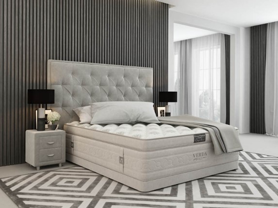 Спальная кровать Classic Compact/Basement 180х200, Флок (Велсофт Серый) в Петрозаводске - изображение
