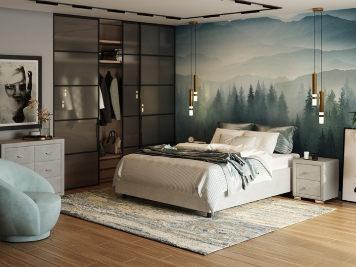 Спальная кровать Como (Veda) Base 1 140x200, Велюр (Лофти Лён) в Петрозаводске - изображение 1
