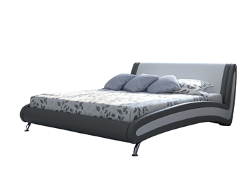 Кровать в спальню Corso-2 140х200, Экокожа (Серый с белым) в Петрозаводске
