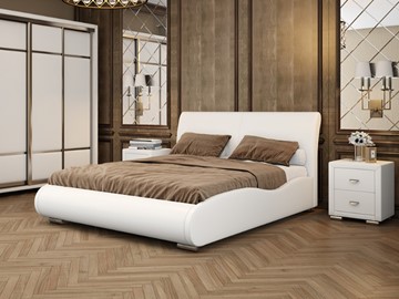 Кровать спальная Corso-8 Lite 200x200, Экокожа (Белый) в Петрозаводске