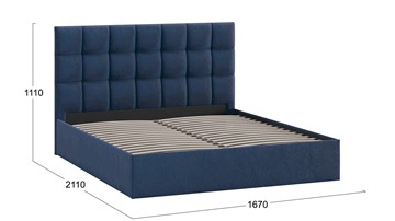 Кровать 2-спальная Эмбер тип 1 (Микровелюр Wellmart Blue) в Петрозаводске - предосмотр 2