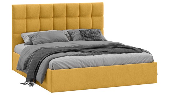 Двуспальная кровать Эмбер тип 1 (Микровелюр Wellmart Yellow) в Петрозаводске - изображение