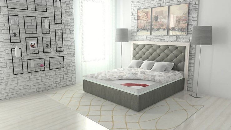 Двуспальная кровать Манхэттен 180х200 (с основанием), с высотой спинки - 140 см в Петрозаводске - изображение 1