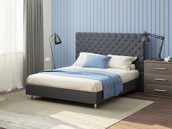 Спальная кровать Paris Boxspring Standart 200х200, Рогожка (Savana Grey (серый)) в Петрозаводске - изображение