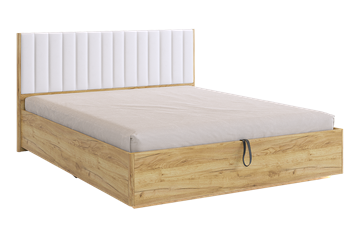 Спальная кровать с подъемным механизмом Адам, дуб крафт золотой/белоснежный (экокожа) в Петрозаводске