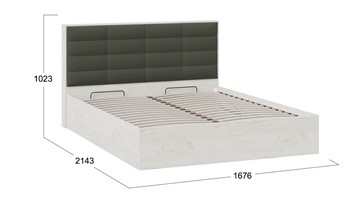 Кровать с подъемным механизмом Агата тип 1 (Дуб крафт белый, Велюр Серый) в Петрозаводске - предосмотр 4