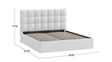 Двуспальная кровать с подъемным механизмом Эмбер (Экокожа белая) в Петрозаводске - предосмотр 3