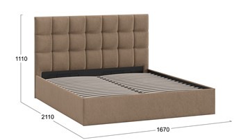 Кровать 2-спальная с подъемным механизмом Эмбер (Микровелюр Wellmart Latte) в Петрозаводске - предосмотр 3