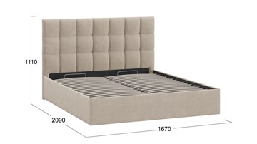 Кровать двуспальная с подъемным механизмом Эмбер тип 1 (Велюр Мокко светлый) в Петрозаводске - предосмотр 1