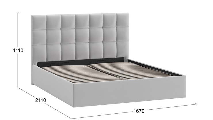 2-спальная кровать с подъемным механизмом Эмбер (Велюр Confetti Silver) в Петрозаводске - изображение 3