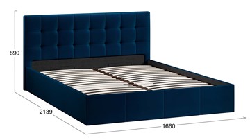 Кровать в спальню с подъемным механизмом Эмма с заглушиной (Велюр Confetti Blue) в Петрозаводске - предосмотр 3