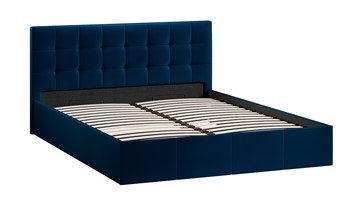 Кровать в спальню с подъемным механизмом Эмма с заглушиной (Велюр Confetti Blue) в Петрозаводске - предосмотр