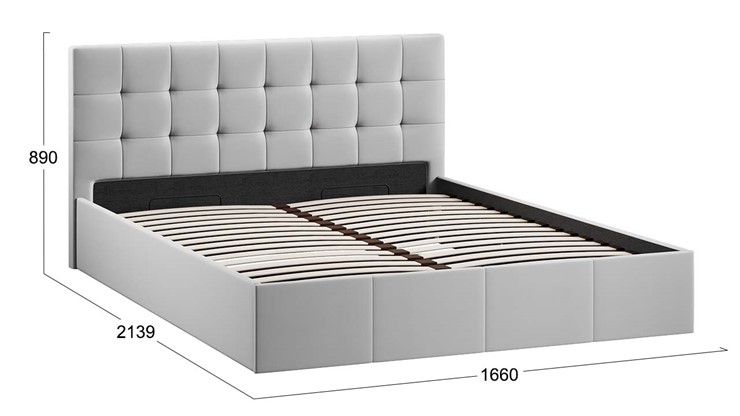 Кровать в спальню с подъемным механизмом Эмма с заглушиной (Велюр Confetti Silver) в Петрозаводске - изображение 3