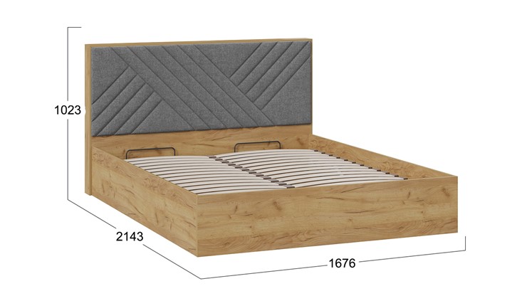 Двуспальная кровать с подъемным механизмом Хилтон Тип 1 без заглушины (Дуб Крафт золотойВелюр Серый) в Петрозаводске - изображение 3