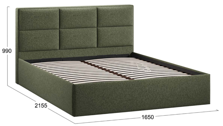Двуспальная кровать с подъемным механизмом Стелла тип 1 (Микровелюр Jercy Deep Green) в Петрозаводске - изображение 3