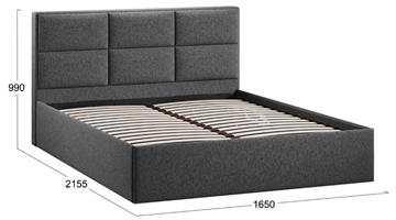 Кровать в спальню с подъемным механизмом с заглушиной Стелла тип 1 (Микровелюр Jercy Graphite) в Петрозаводске - предосмотр 3