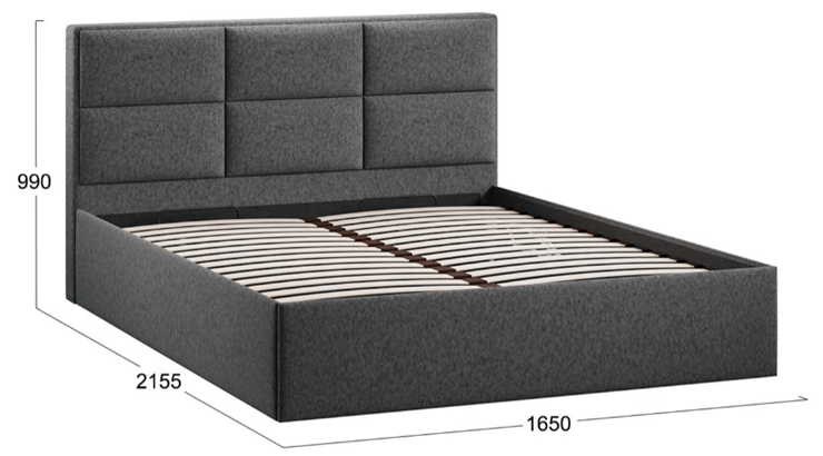 Кровать в спальню с подъемным механизмом с заглушиной Стелла тип 1 (Микровелюр Jercy Graphite) в Петрозаводске - изображение 3