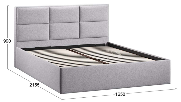 Спальная кровать с подъемным механизмом Стелла тип 1 (Микровелюр Jercy Silver) в Петрозаводске - изображение 3