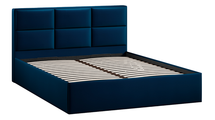 Спальная кровать с подъемным механизмом с заглушиной Стелла тип 1 (Велюр Confetti Blue) в Петрозаводске - изображение 1