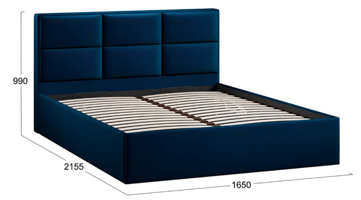 Спальная кровать с подъемным механизмом с заглушиной Стелла тип 1 (Велюр Confetti Blue) в Петрозаводске - изображение 3