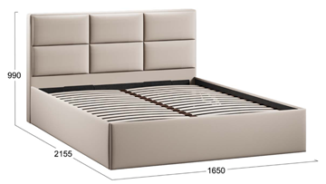 Кровать в спальню с подъемным механизмом с заглушиной Стелла тип 1 (Велюр Confetti Cream) в Петрозаводске - предосмотр 4