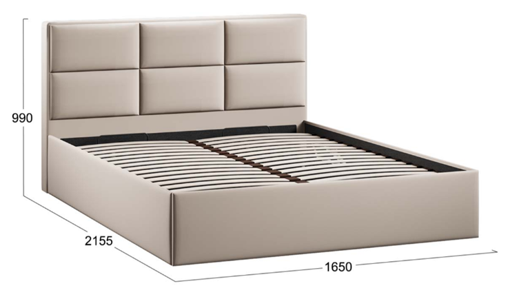 Кровать в спальню с подъемным механизмом с заглушиной Стелла тип 1 (Велюр Confetti Cream) в Петрозаводске - изображение 4