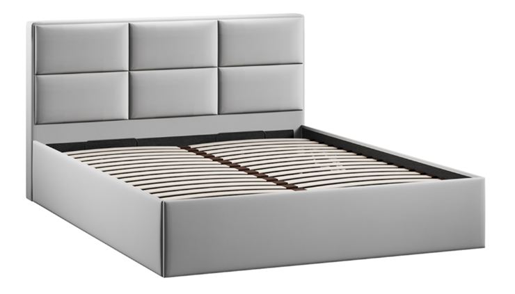 Двуспальная кровать с подъемным механизмом с заглушиной Стелла тип 1 (Велюр Confetti Silver) в Петрозаводске - изображение 1