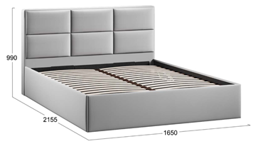 Двуспальная кровать с подъемным механизмом с заглушиной Стелла тип 1 (Велюр Confetti Silver) в Петрозаводске - предосмотр 3