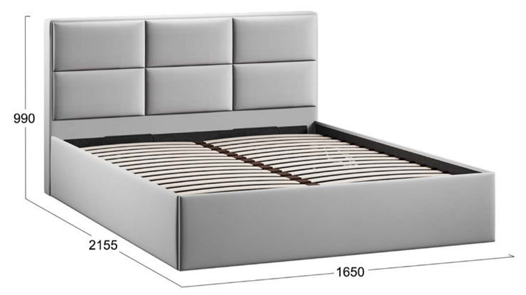 Двуспальная кровать с подъемным механизмом с заглушиной Стелла тип 1 (Велюр Confetti Silver) в Петрозаводске - изображение 3