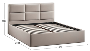Кровать в спальню с подъемным механизмом с заглушиной Стелла тип 1 (Велюр Confetti Smoke) в Петрозаводске - предосмотр 3