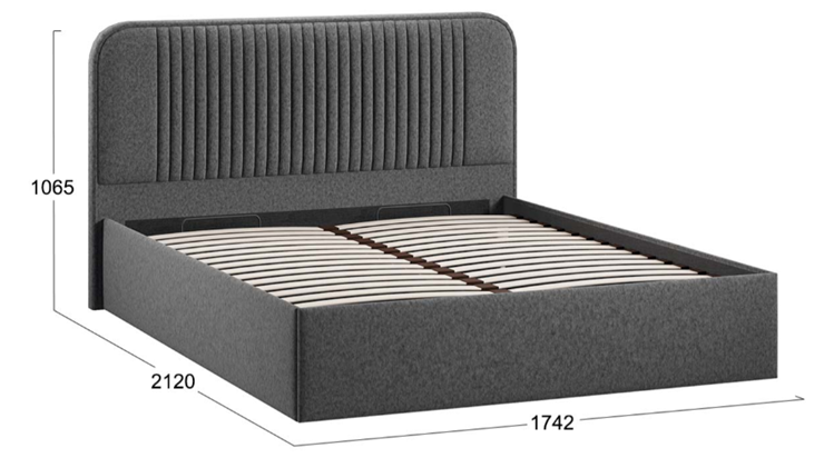 Кровать спальная с подъемным механизмом с заглушиной Тиффани тип 1 (Микровелюр Jercy Graphite) в Петрозаводске - изображение 3