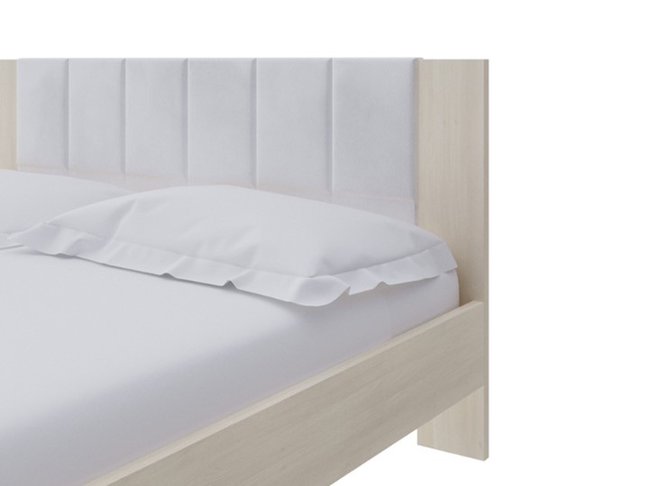 Кровать в спальню Soft 140x200, Дуб Шамони с экокожей белой в Петрозаводске - изображение 2