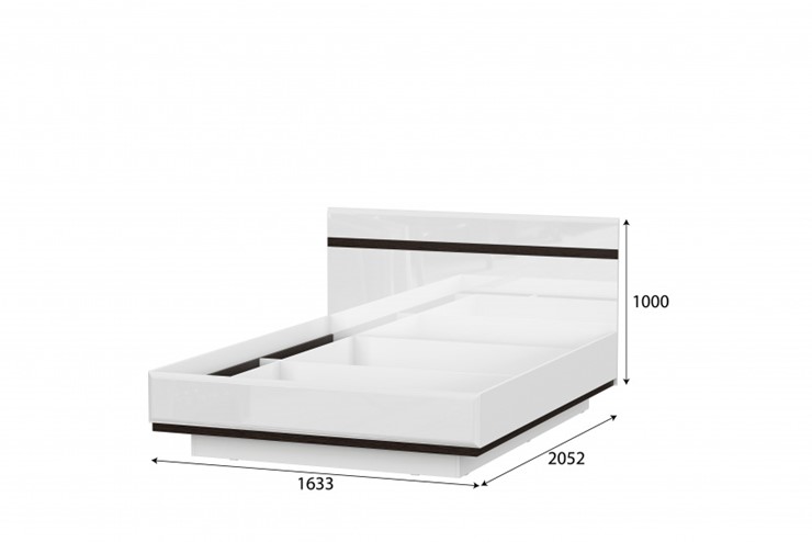 Кровать в спальню Соло универсальная 1,6х2,0, белый/белый глянец/венге в Петрозаводске - изображение 1