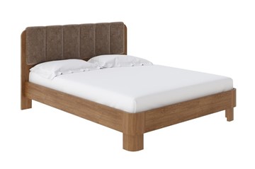 Кровать в спальню Wood Home 2 200х200, Флок (Антик (сосна) с брашированием/Бентлей Какао) в Петрозаводске
