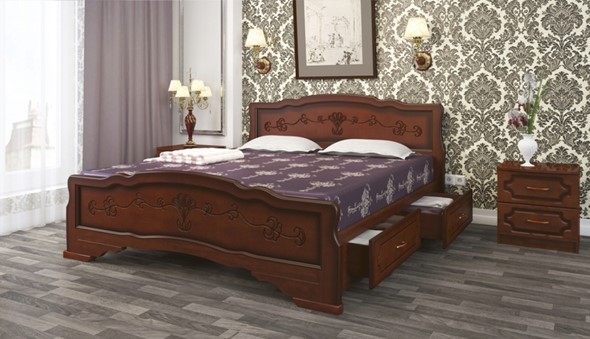 Кровать с выкатными ящиками Карина-6 (Орех) 160х200 в Петрозаводске - изображение