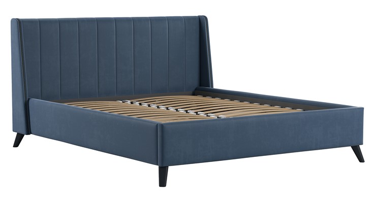 Кровать с подъемным механизмом Мелисса 160,арт. Тори 83 велюр (серо-синий) + кроватное дно в Петрозаводске - изображение 1