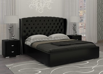 Двуспальная кровать Dario Grace 160x200, Экокожа (Черный) в Петрозаводске